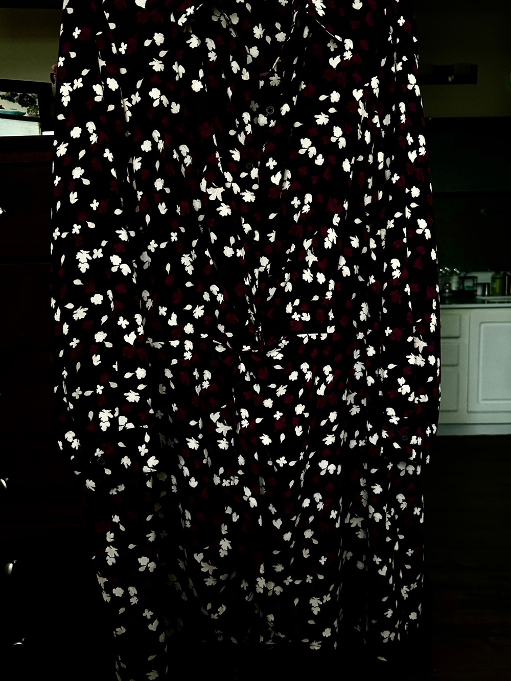 Lane Bryant Black Dress with White and Dark Red Floral Print